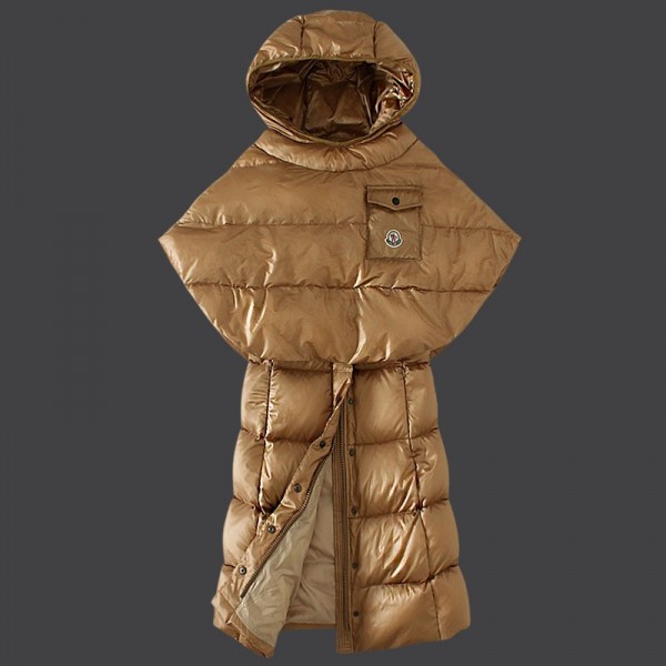 Moncler Donna Giù cappotto Khaki con mantello e cappello uscita M1033